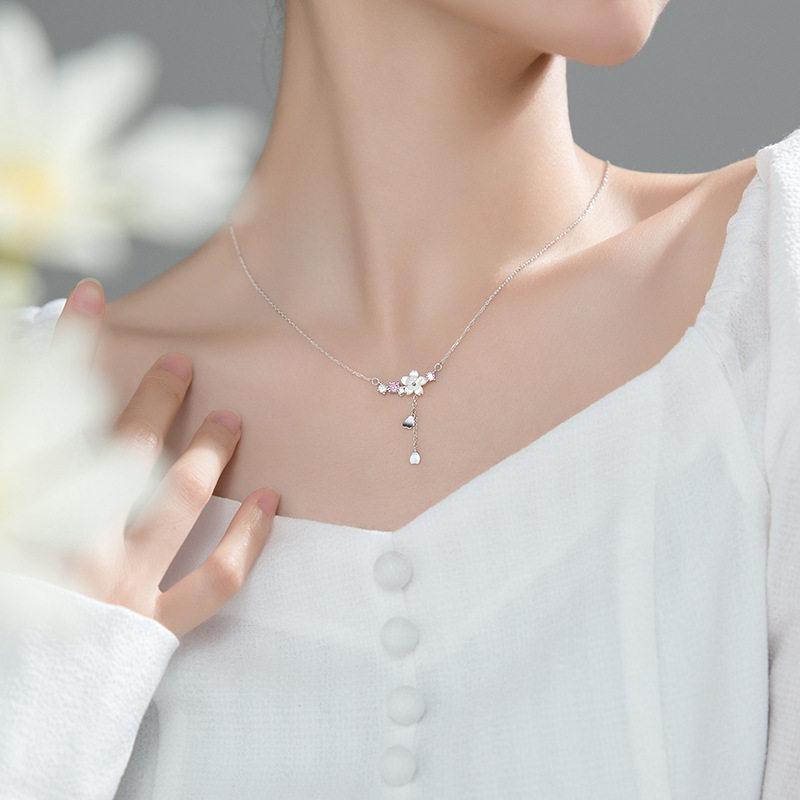 Dây Chuyền Nữ, Dây Chuyền Bạc Nữ Cánh Hoa Mong Manh Dễ Thương - DB2626 - Bảo Ngọc Jewelry