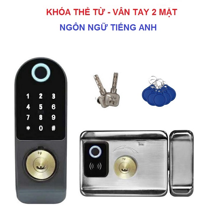 Khóa thẻ từ - 2 mặt vân tay SAFARI SG G02 - Ngôn ngữ Tiếng Anh/  Việt (tùy chọn)