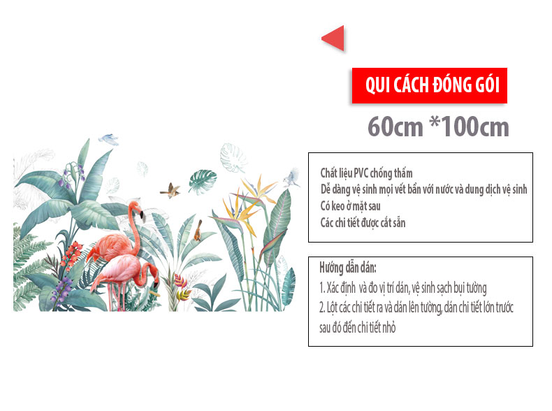 Hình ảnh Sticker Giấy Dán Tường Decal Dán tường Mẫu Hoa Lá Cực Xinh ZH014