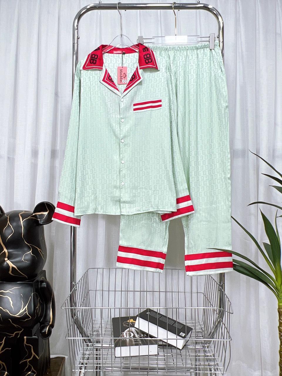 Đồ Bộ Lụa Gấm Xước Cao Cấp, Tay Dài, Bigsize, Pyjama, Hoạ Tiết, Dễ Thương, 65kg~85kg, LGX_TD_02