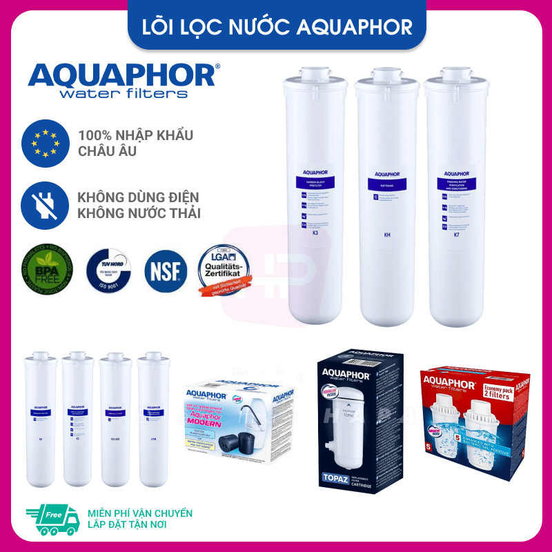 Lõi Lọc Nước AQUAPHOR Nhập Khẩu Châu Âu, Đầy Đủ Phiên Bản K2 K3 K5 K7 KH K7B K7M MEMBRANE RO-50S... Thay Cho Máy Lọc Nước AQUAPHOR CRYSTAL ECO H MORION TOPAZ MODERN FAVORITE VIKING - Hàng Chính Hãng