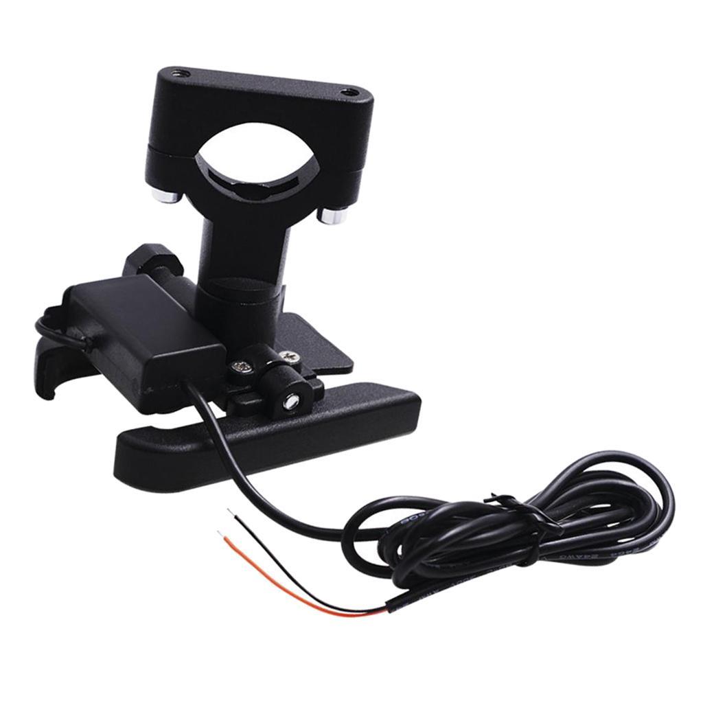 360° Universal Motorcycle Handlebar Cell Phone Mount USB Charger GPS Holder.