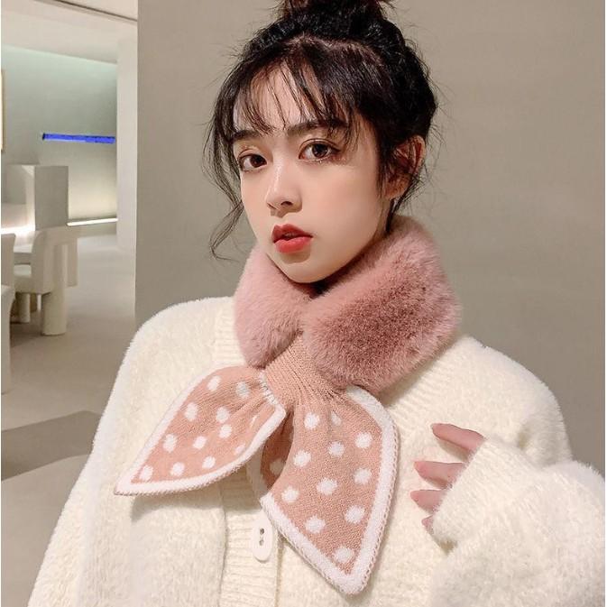 Khăn Quàng Cổ Lông Thỏ Buộc Nơ siêu xinh
