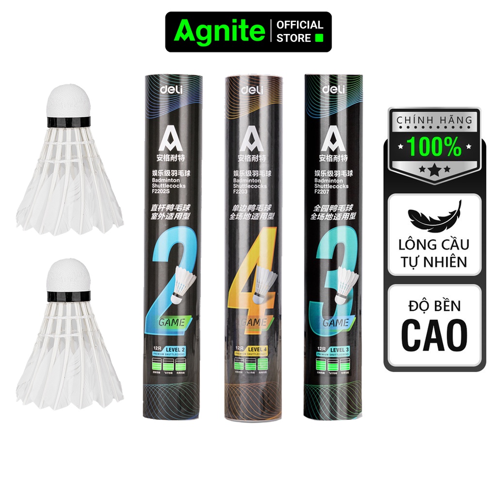 Hình ảnh Hộp cầu lông Agnite 12 quả - Phù hợp thi đầu và luyện tập - Hàng chính hãng - F2202S