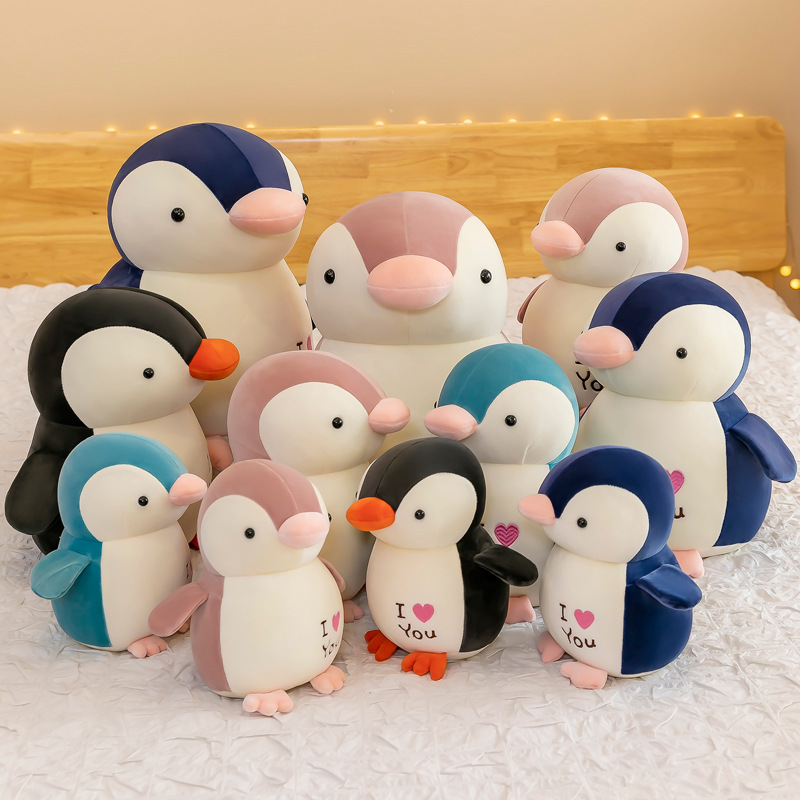 Gấu Bông Chim Cánh Cụt I Love You Siêu Dễ Thương Mềm Mịn Cho Bé Yêu (25cm---&gt;35cm) Vải Miniso 4 Chiều Co Giãn Êm Ái, Hàng Cao Cấp An Toàn Cho Trẻ Nhỏ