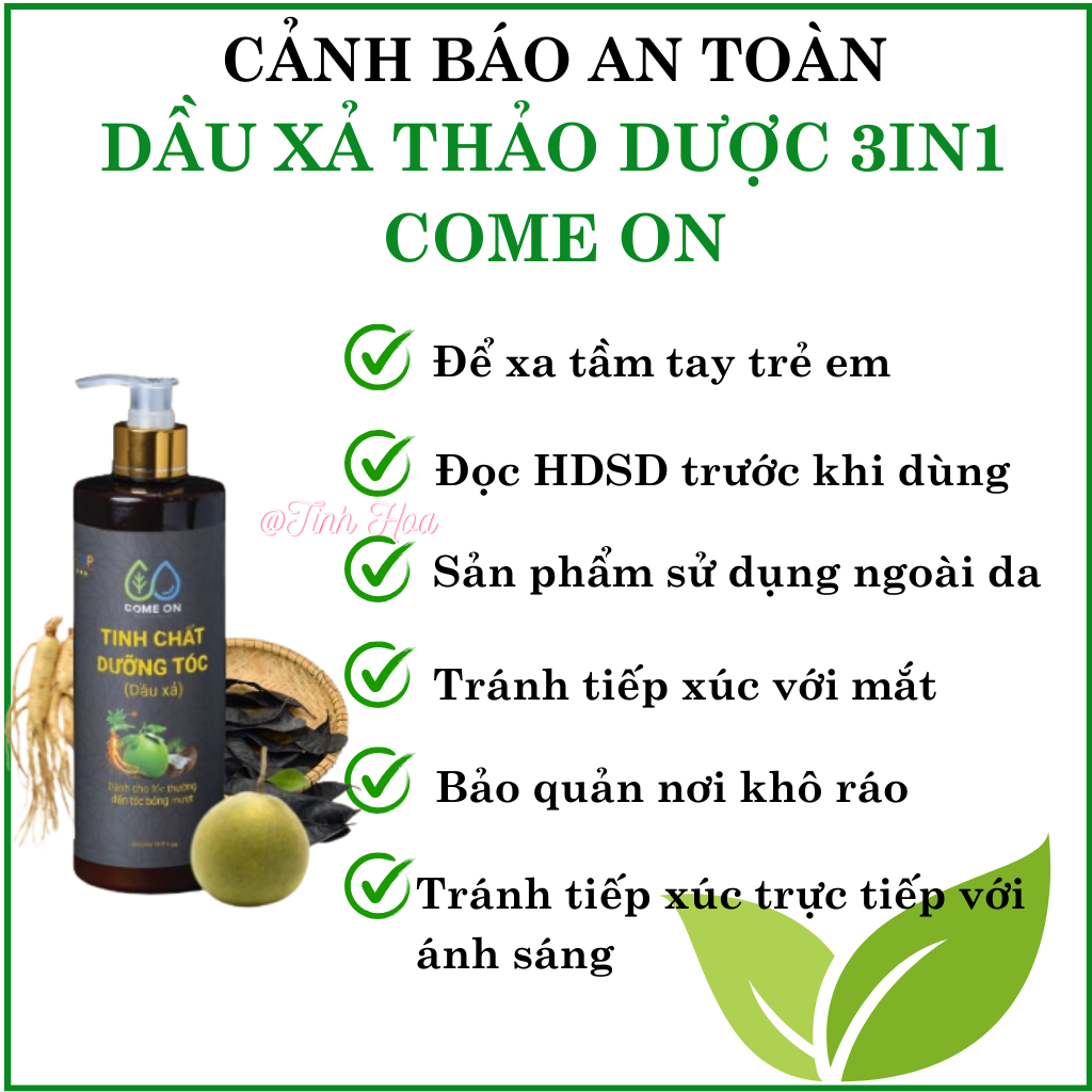 Dầu xả thảo dược dưỡng chất Come On chai 500ml, tặng túi thơm cà phê dầu xả nuôi dưỡng tóc, giúp tóc chắc khỏe, óng mượt