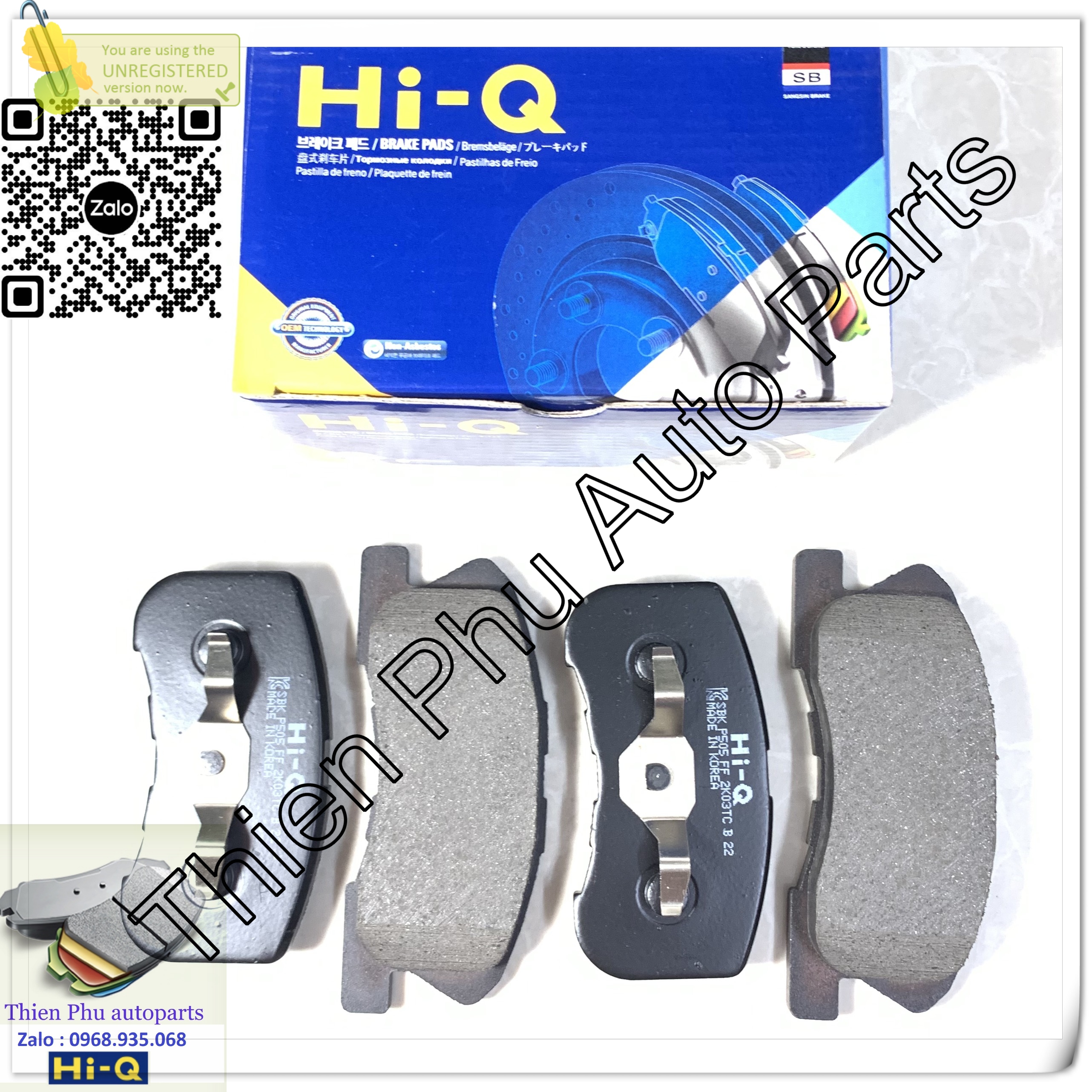 Má phanh chính hãng Hi-Q cho Wigo (17- ) + Daihatsu Mira ( 17- ) - Bố thắng trước. OEM Brake Pad : 0449197201 0449197201000 0449197205 0449197205000 0449197212000 0449197401 0449197401000 0449197403000