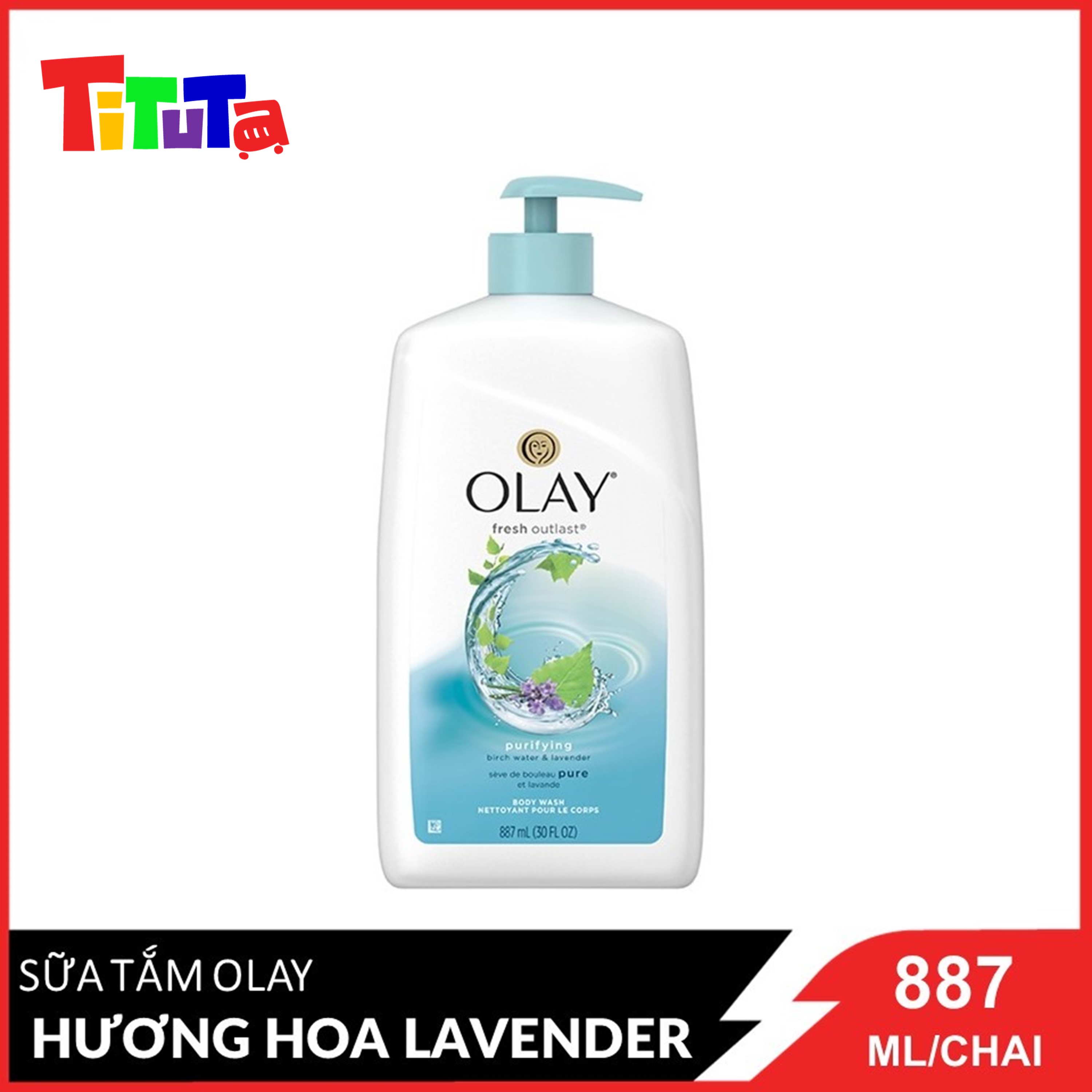 Sữa tắm Olay Body Wash Fresh Outlast - Purifying Birch Water &amp; Lavender 887ml