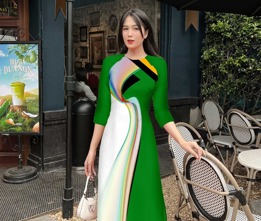 [HCM] Áo dài gấm in họa tiết lập thể sang trọng AD06 - KHANH LINH STYLE