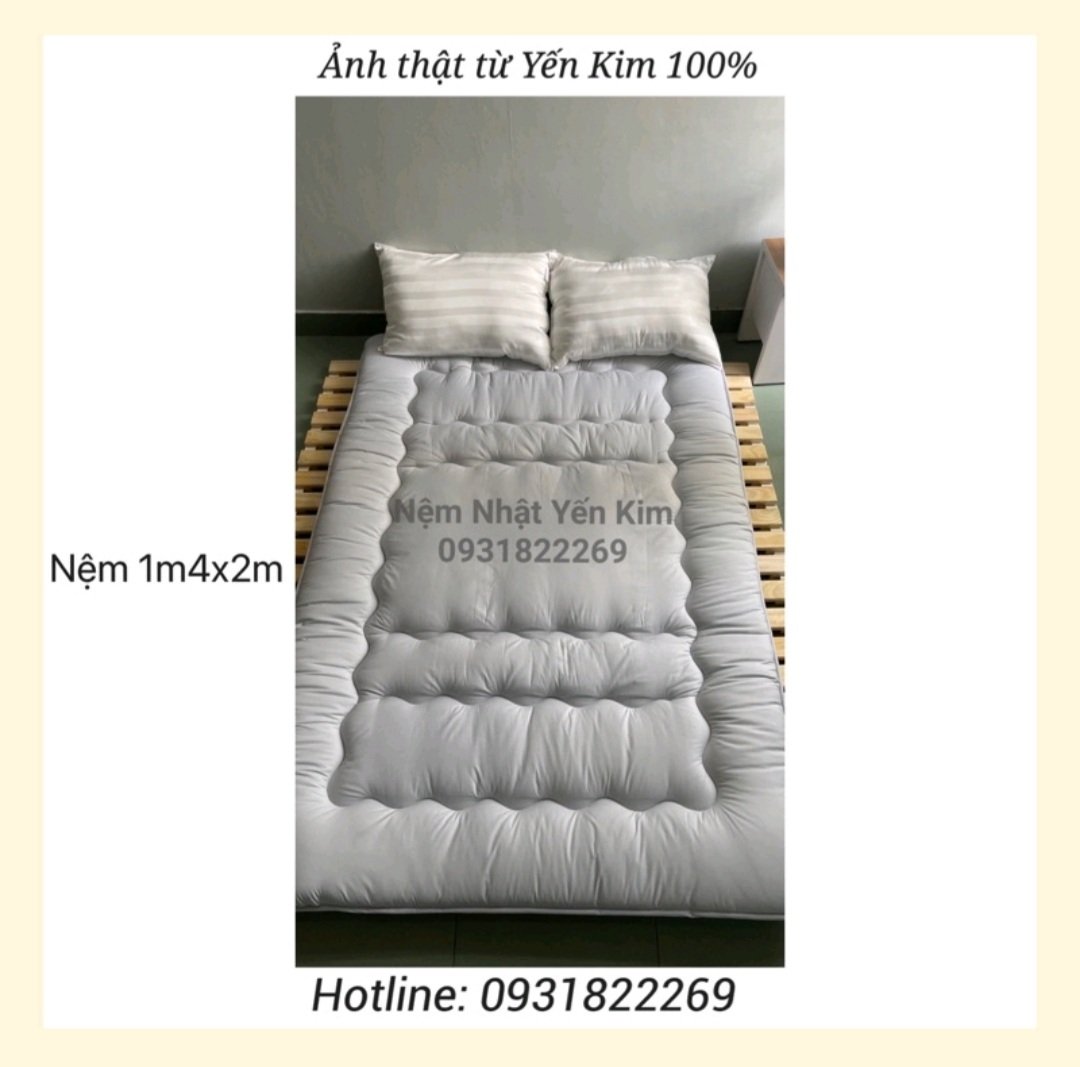 Nệm bông xuất Nhật - 1mx2m, 1m2x2m, 1m4x2m, 1m6x2m, 1m8x2m - Màu Trắng, Xám