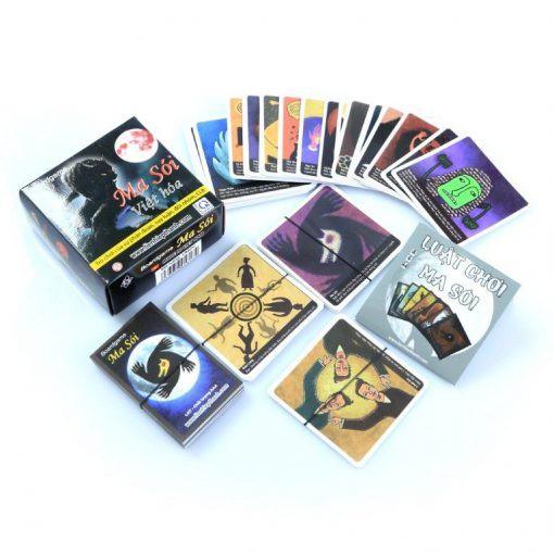 Bộ Bài Ma Sói Việt Hóa Boardgame Ma Sói chất lượng cao,lá bài dầy đẹp,có hướng dẫn,chơi cực vui.