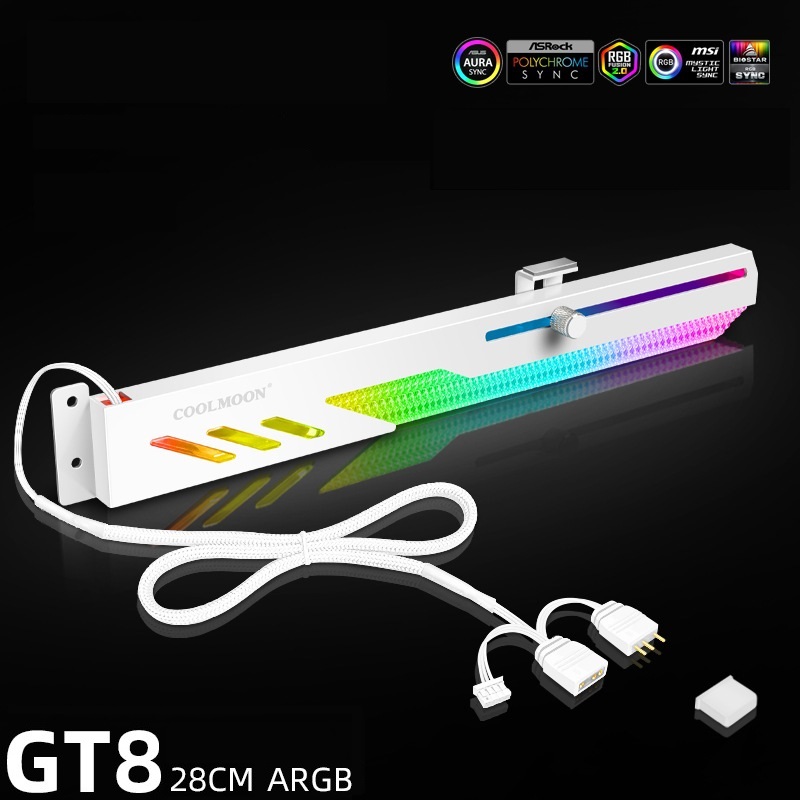 Giá đỡ Led RGB Coolmoon GT8 White chống xệ cong chân cho VGA - hàng nhập khẩu