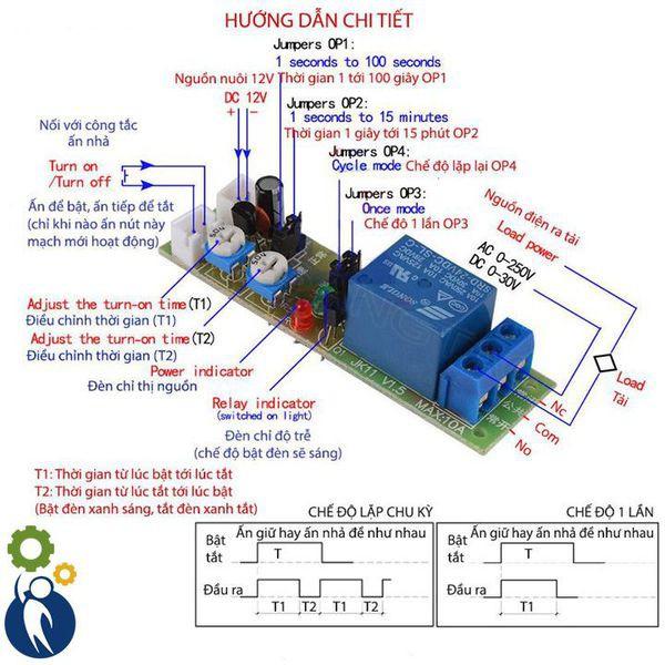 Module Relay Tạo Trễ 12V Theo Chu Kỳ Hoặc 1 Lần 0-15 phút Có Thể Điều Chỉnh Chế Máy Rửa Tay