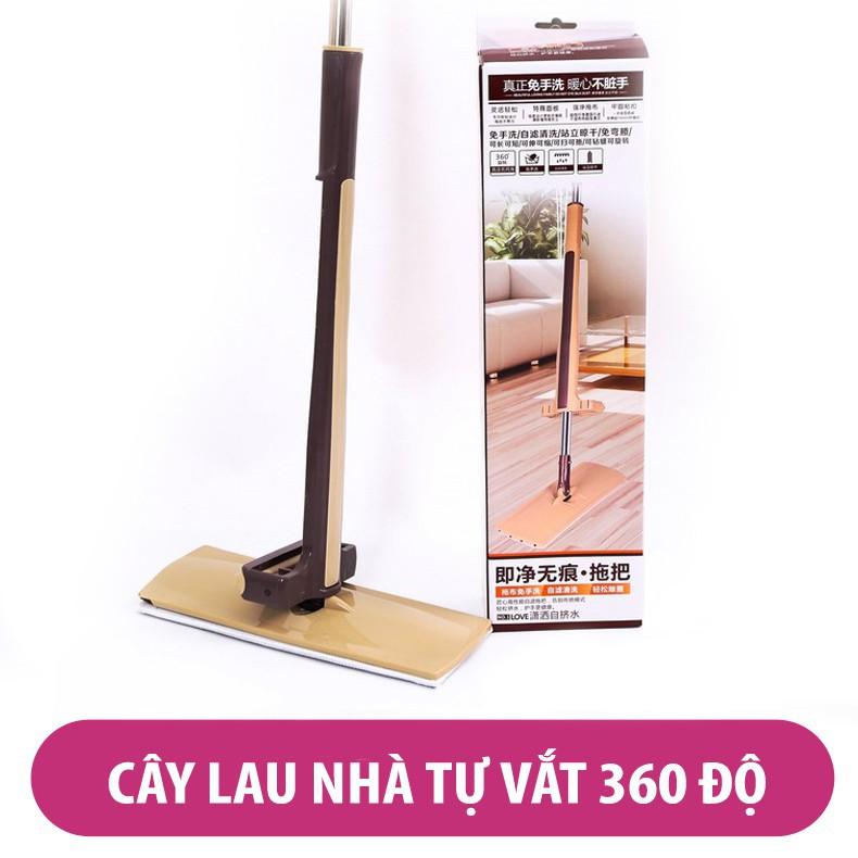 Cây lau nhà tự vắt thông minh xoay 360 độ tặng kèm 2 miếng lau