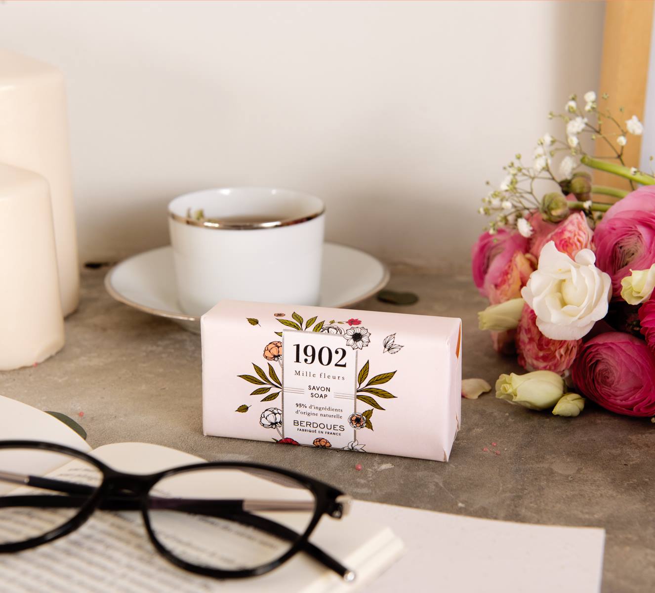 Xà phòng tắm hương nước hoa pháp berdoues 1902 MILLE FLEURS Soap 150g