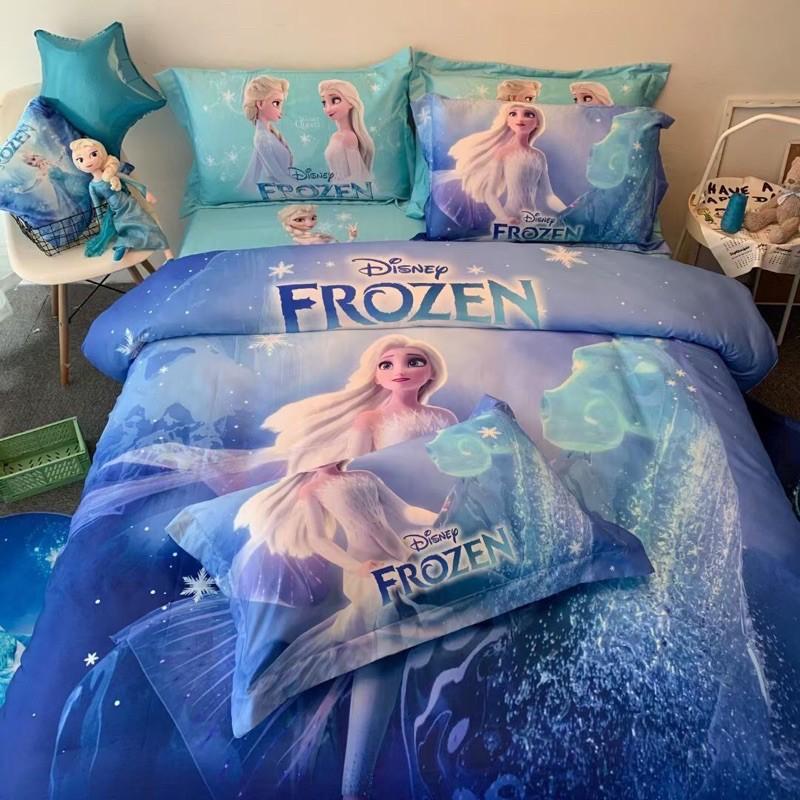 Bộ Chăn Ga Gối Cotton Disney 100%cotton Hàng Nhập Khẩu Cao Cấp 4 Món Công Chúa Tuyết