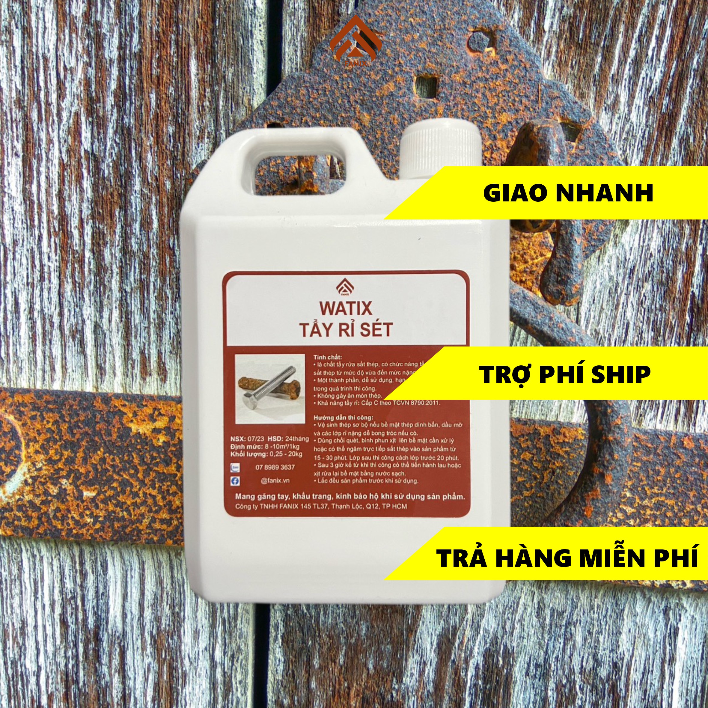 Tẩy rỉ sét - Watix Tẩy rỉ - Tẩy rửa rỉ sét sắt thép, kim loại từ mức độ vừa đến nặng