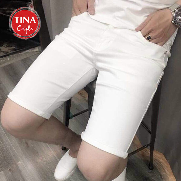 QUẦN SHORT JEAN NAM CO GIÃN MÀU TRƠN - GV5271 - 28 - TRẮNG TRƠN