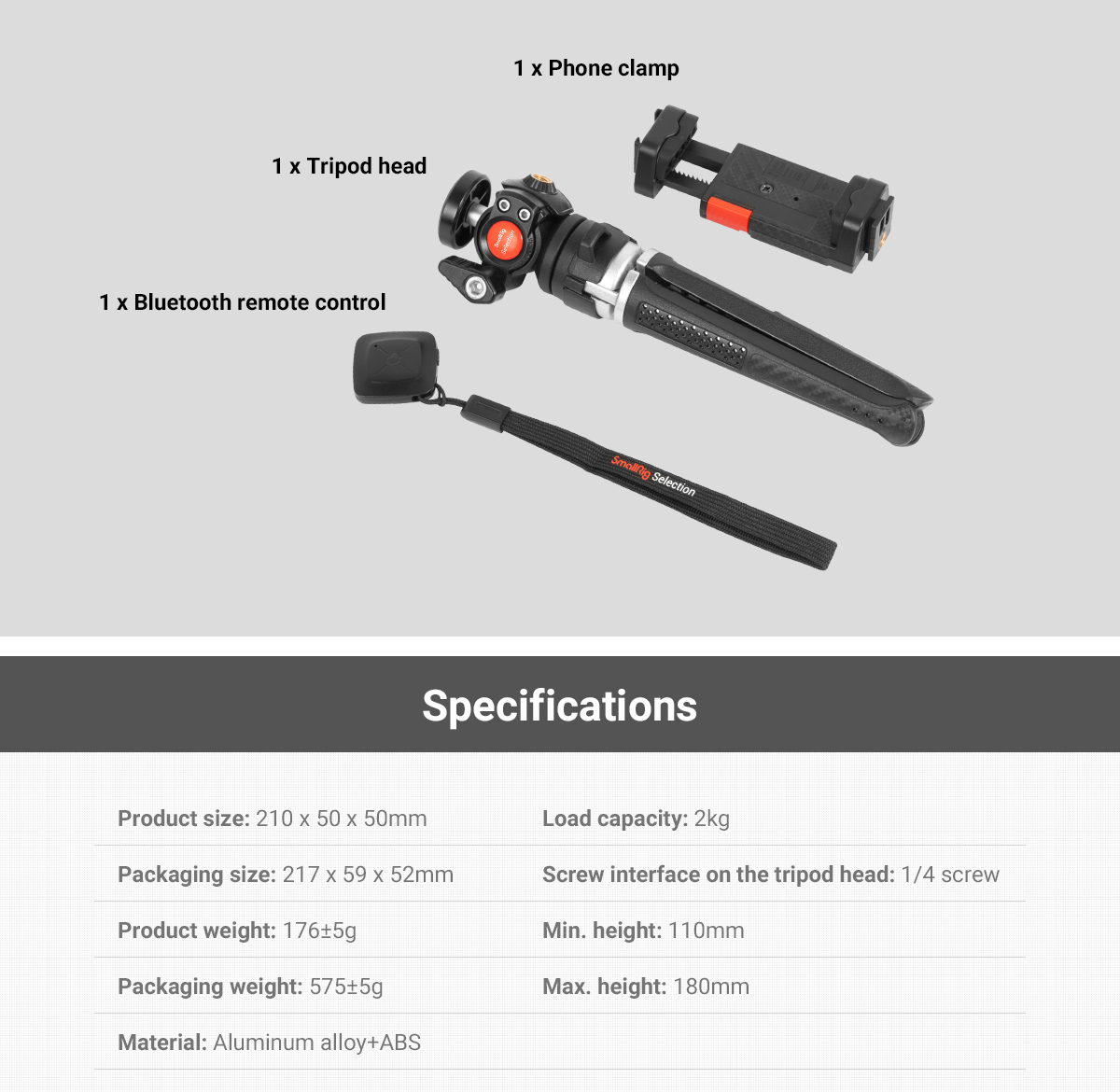 SmallRig Tripod cho Gopro - Điện Thoại dài 18cm code 3256