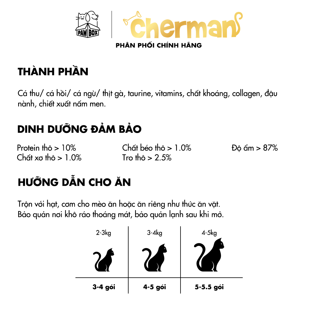 Pate cho mèo trưởng thành Cherman cao cấp nhập khẩu Thái Lan gói 85g