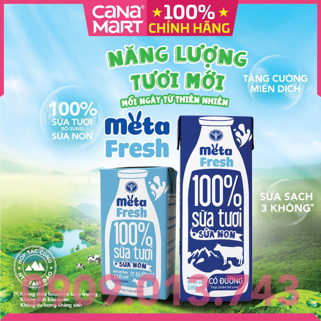 Thùng sữa tươi Nutricare Meta Fresh Ít Đường sữa non tăng cường miễn dịch