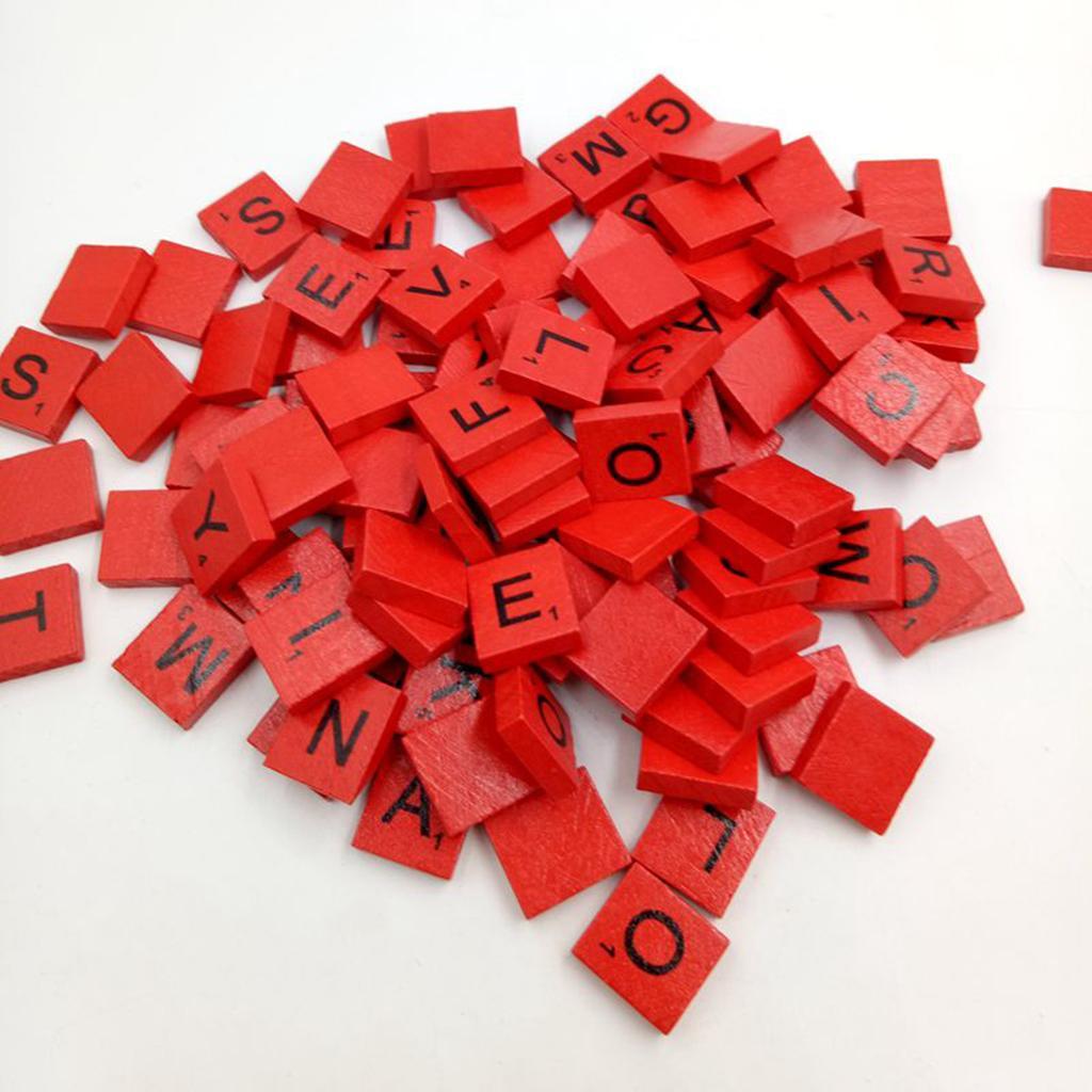 New Wooden Puzzle Tiles Letters 100 Set of Alphabet Board Game Pieces Scrapbooking Craft DIY