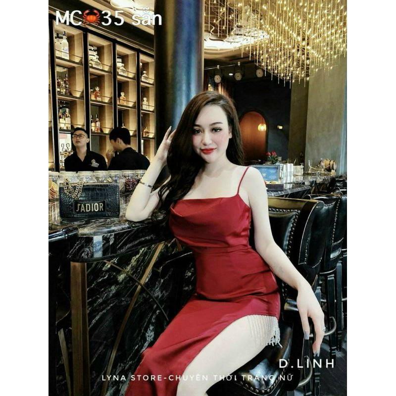 Đầm body phi cổ đổ kết hạt