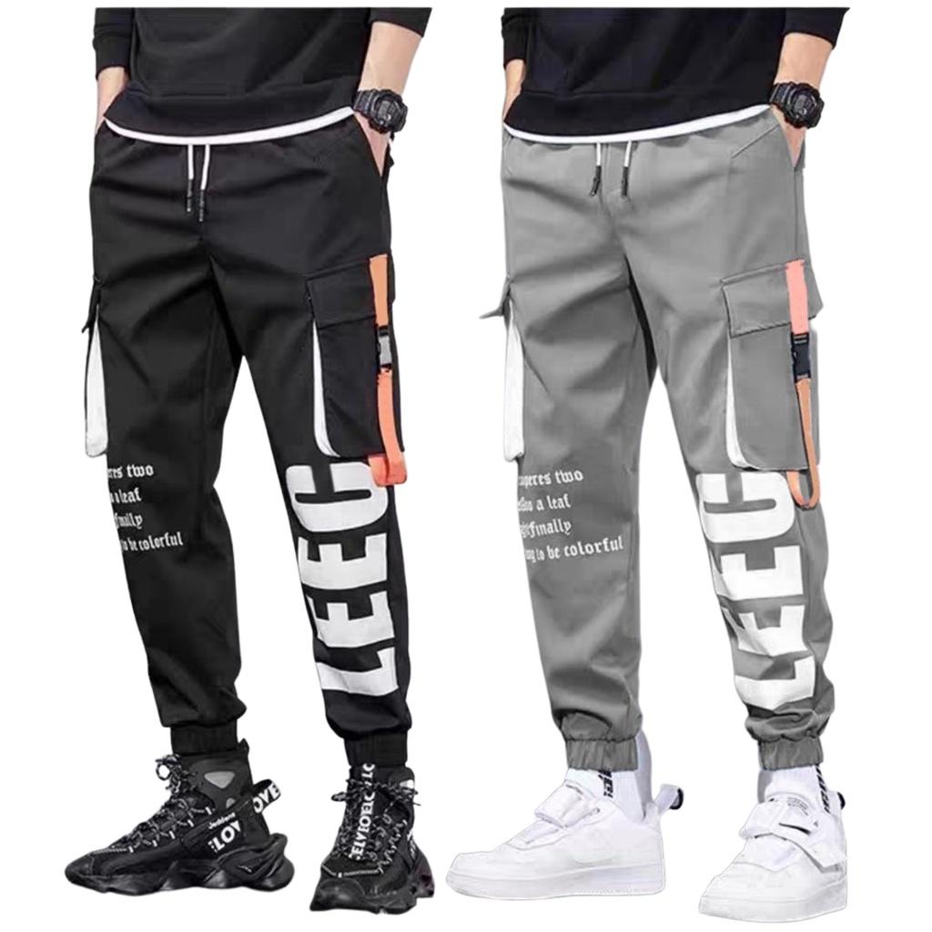 Quần Jogger LEEC túi khóa hộp Dài Bo Gấu - Chất Vải Kaki Kiểu Thể Thao UNISEX Hai Màu Đen, xám. 04x