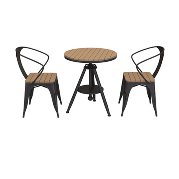 Bộ Bàn ghế ban công ngoài trời mặt bàn nâng hạ được - Bàn ghế ngồi cafe decor ban công ngắm cảnh cực chill mặt gỗ chân sắt