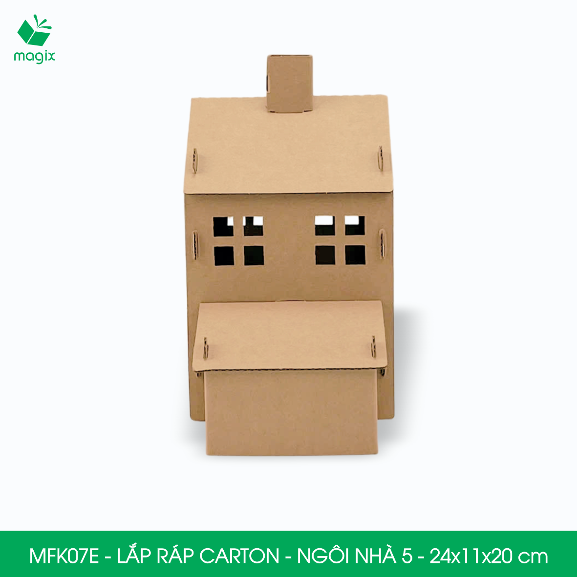 MFK07E - 24x11x20 cm - Mô hình ngôi nhà lắp ráp từ bìa carton cao cấp, nhà giấy carton mini sáng tạo