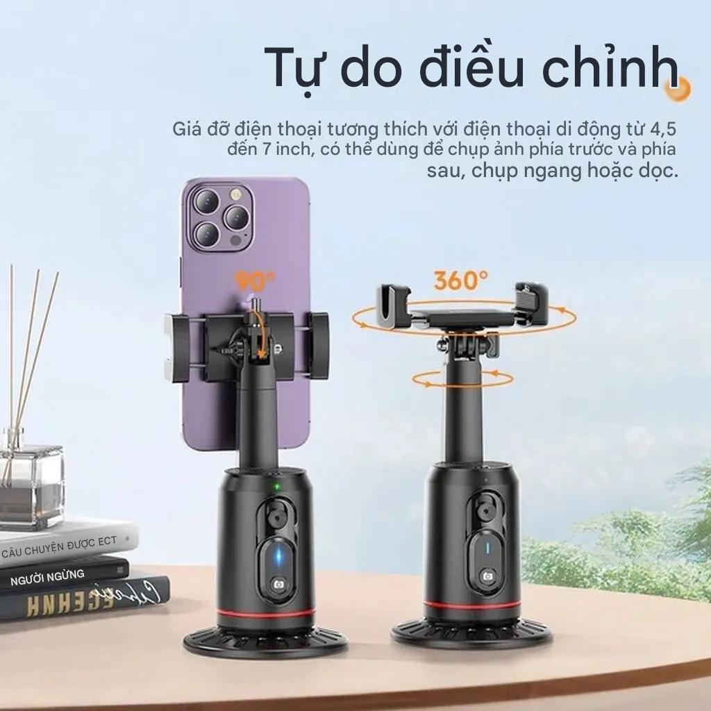 Giá đỡ điện thoại thông minh quay theo khuôn mặt HOCO K23 Lotus có điều khiển quay chụp, Auto Face Tracking xoay 360, ra lệnh cử chỉ - Hàng chính hãng