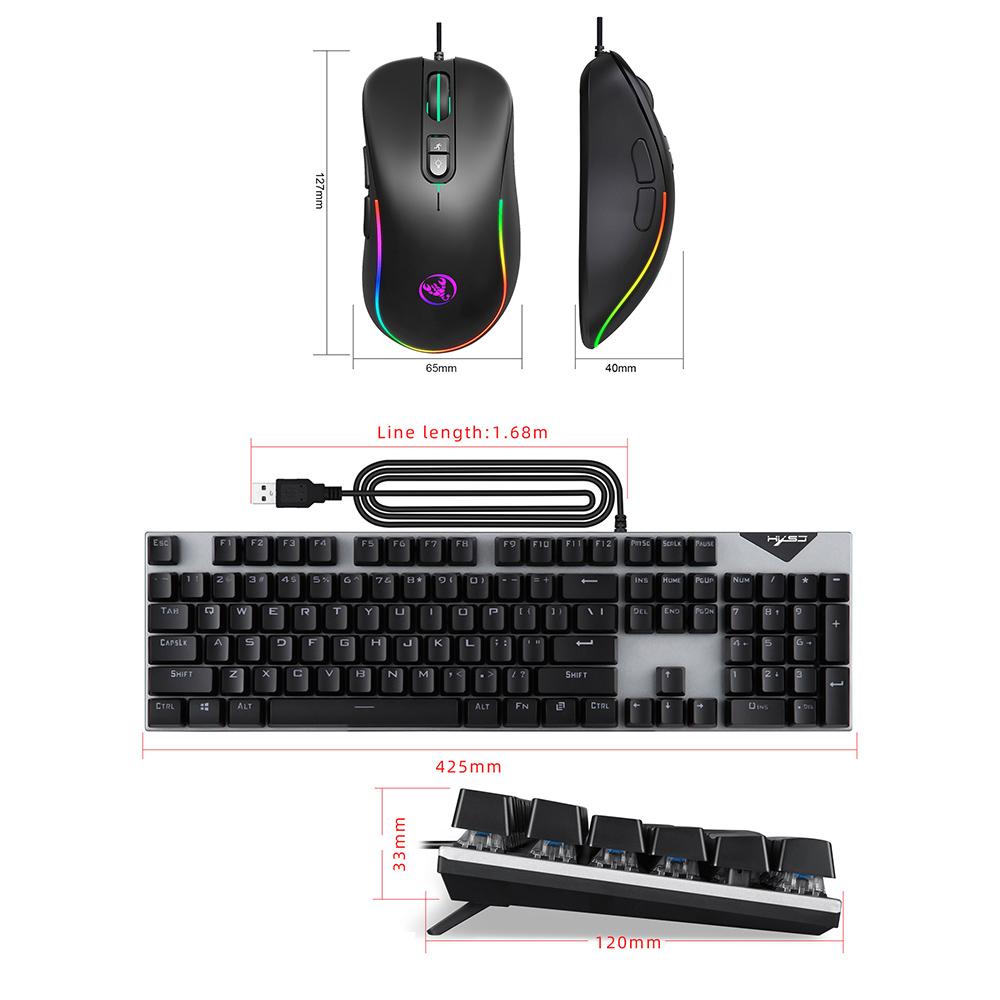 HXSJ Wired Keyboard Mouse Combo L300 RGB Backlit Keyboard + J300 6400DPI Programmable RGB Backlit Mouse