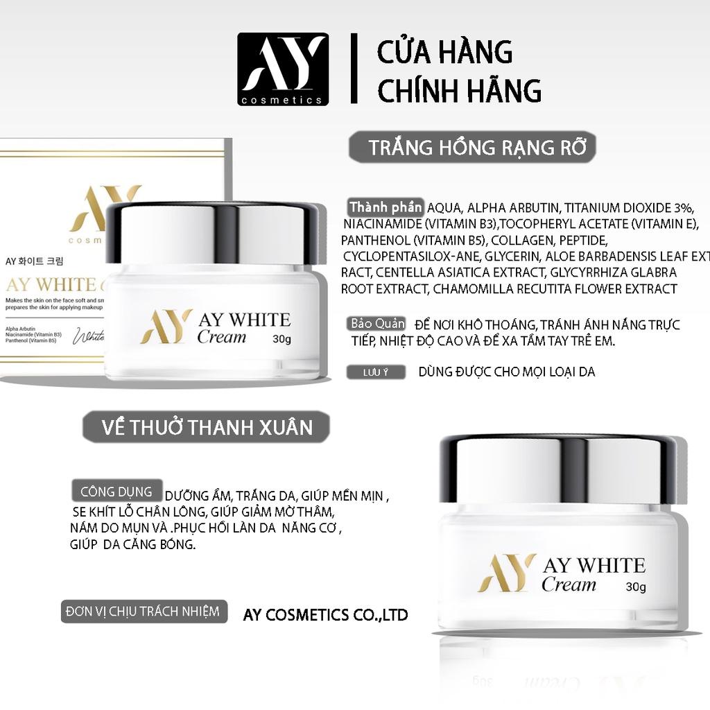 Kem AY WHITE cream ,Dưỡng Trắng da, mờ thâm nám năng tone 30g, thương hiệu AY cosmetics.8938545334026