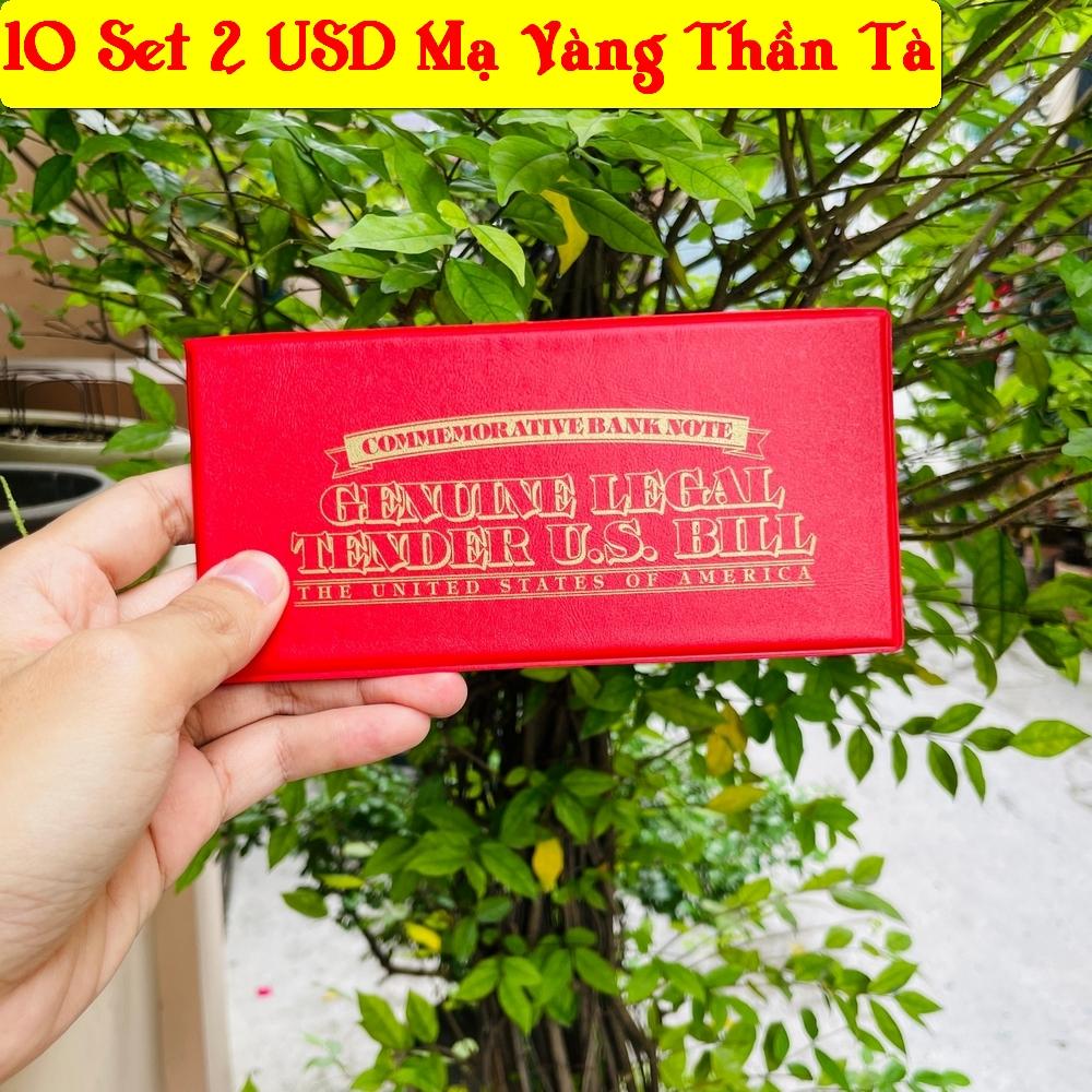Bộ Quà Tết tờ 2 USD in Thần Tài Vàng tài lộc, quà tặng ý nghĩa - bao da đỏ VỚI THIẾT KẾ SANG TRỌNG VÀ MANG LẠI SỰ MAY MẮN