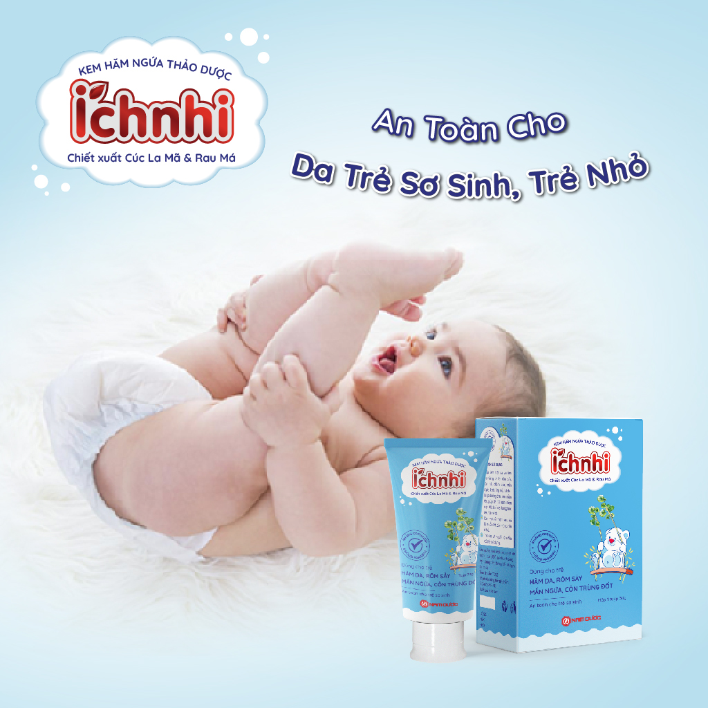 Kem hăm ngứa thảo dược Ích Nhi-Tuýp 30gr, làm dịu da, hết viêm ngứa, hăm da, an toàn cho trẻ sơ sinh