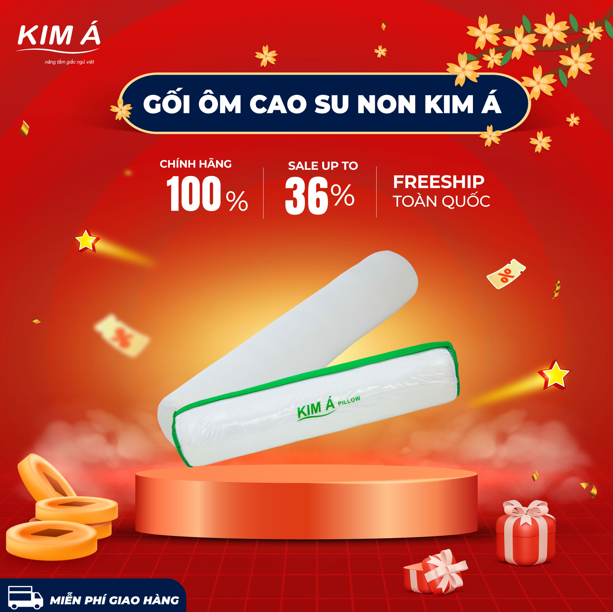 Gối Ôm Cao Su Non Kim Á Nhẹ Nhàng Êm Ái Thông Thoáng Khi Bảo Hành Chính Hãng