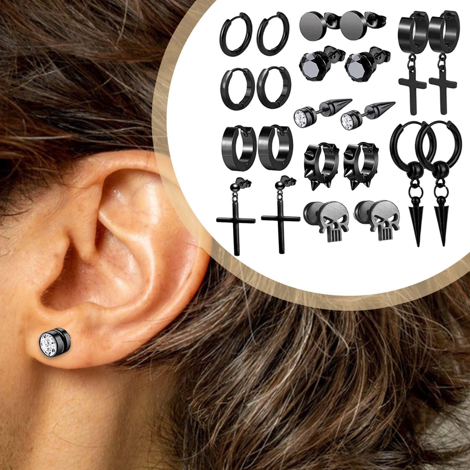 Cross Dangle Earrings Long Chain Stud Dangle Earrings Set for Men Women Prom