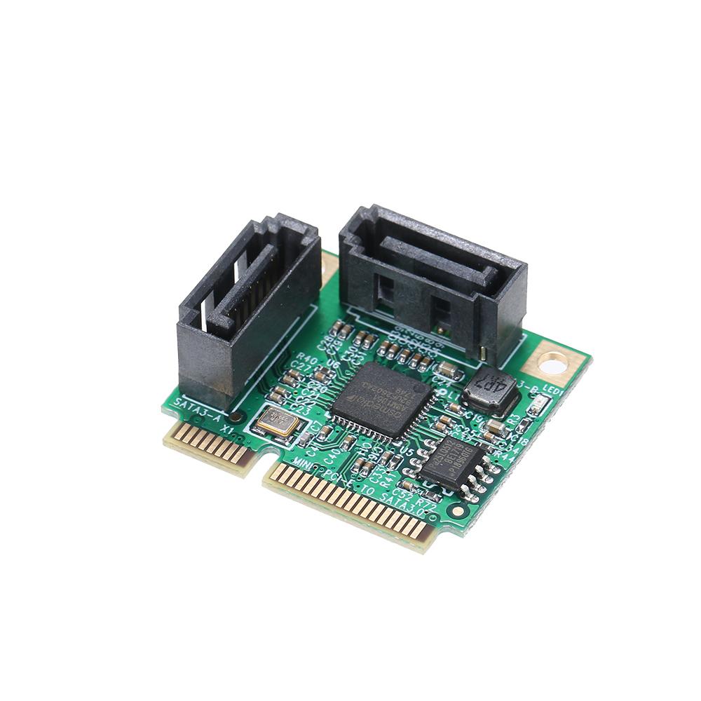 Mini PCI-E to 2 Ports SATA3 Adapter Card SATA3.0 Expansion Card Mini Size High Speed Transmission Wide Compatibility