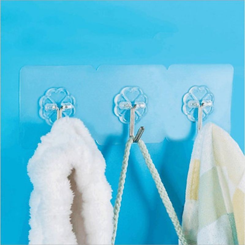 Combo 5 móc treo dán tường chịu lực trong suốt - Móc dán tường siêu dính trong suốt chịu lực tốt, móc treo đồ tiện dụng 6x6 cm