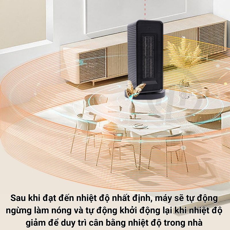 Máy sưởi ấm phòng ngủ mùa đông cao cấp, quạt sưởi ấm mini để bàn cho bé và gia đình công suất 1200W chống cháy nổ, khô da - Hàng chính hãng