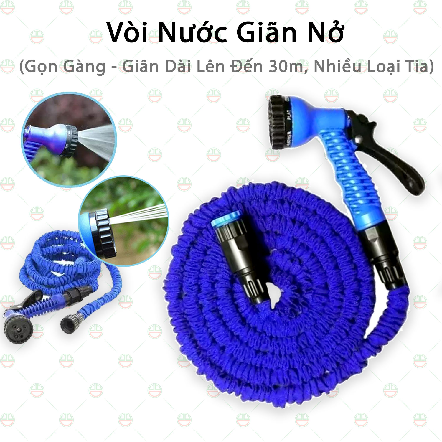 Vòi Xịt Giãn Nở Thông Minh KhoNCC Hàng Chính Hãng - Dài Gần Gấp 3 Lần Ban Đầu - Xịt Sân Vườn Rửa Xe 15m - 30m - KLVQ-2399-VGN