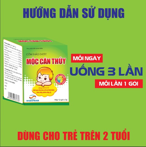 Cốm tiêu hóa Mộc Căn Thủy Hadiphar - giảm rối loạn tiêu hoá ở trẻ em từ 2 tuổi