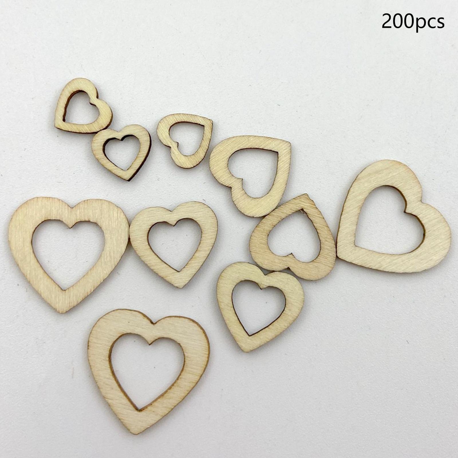 200x Wooden Love Hearts Crafts, Wood Slices for Wedding Hanging Tags Card Making