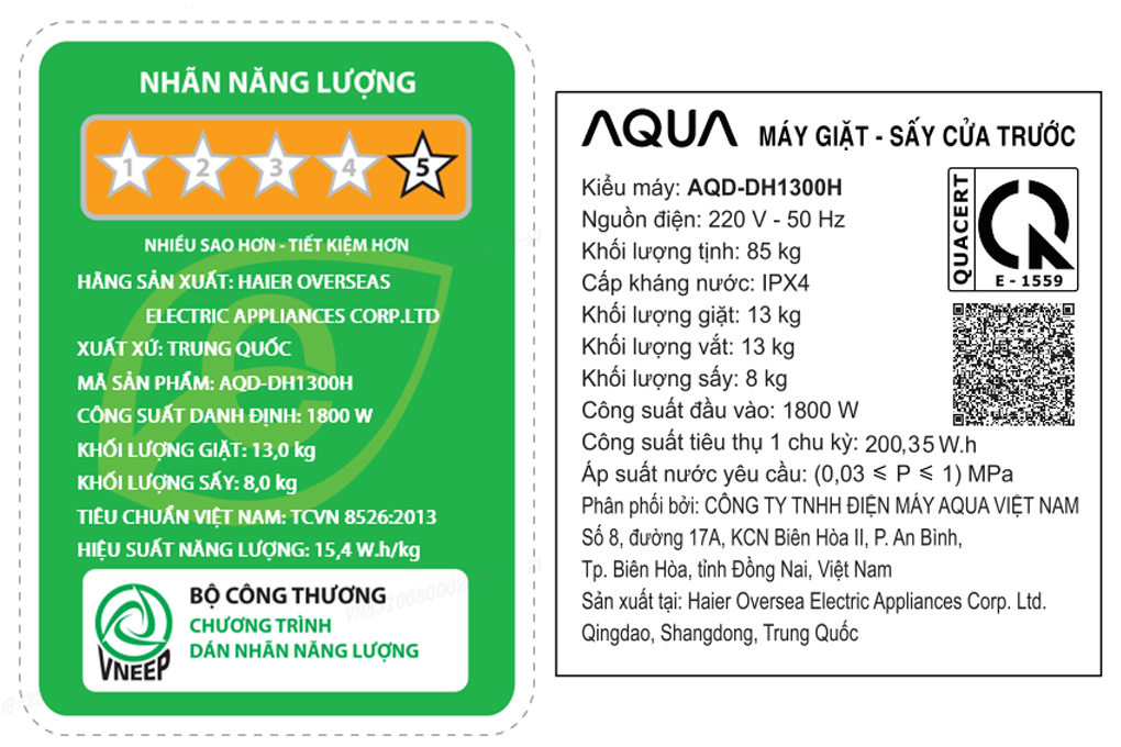 AQD-DH1300H(PS) - MÁY GIẶT &amp; SẤY CỬA TRƯỚC AQUA AQD-DH1300H(PS) INVERTER - Hàng chính hãng
