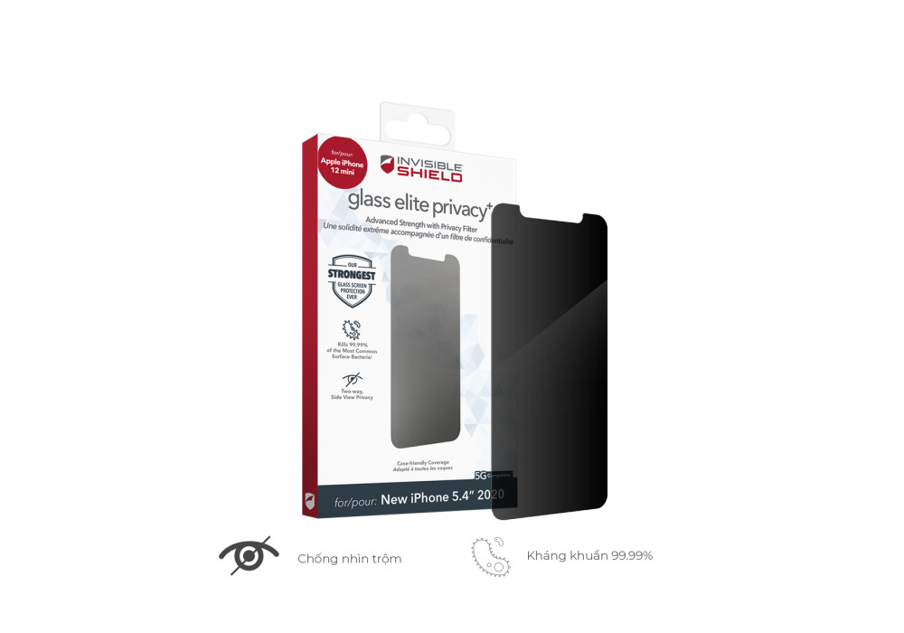 Miếng dán màn hình cường lực bảo vệ cạnh chống nhìn trộm cho iPhone - InvisibleShield Glass Elite Privacy - Hàng chính hãng