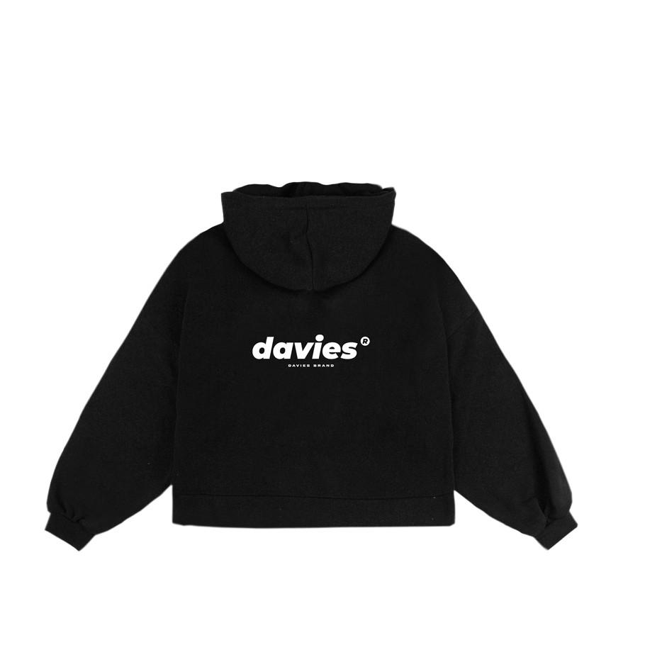 DAVIES - Áo khoác hoodie zip croptop nữ form rộng - Basic Zip Hoodie. - L