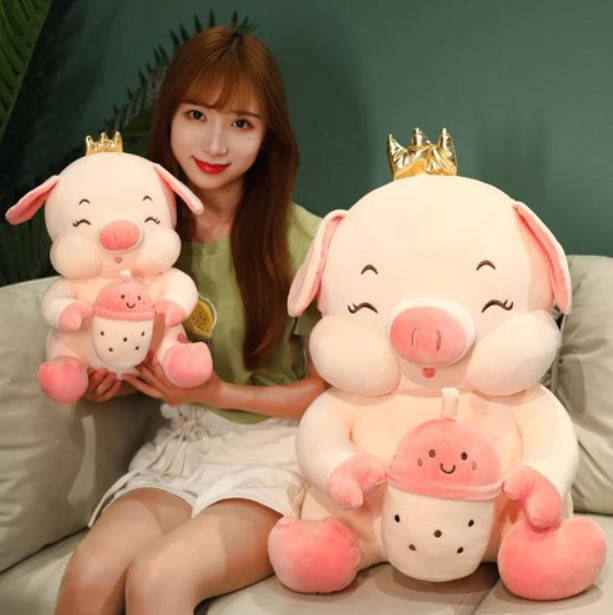 Heo bông ôm trà sữa 60cm