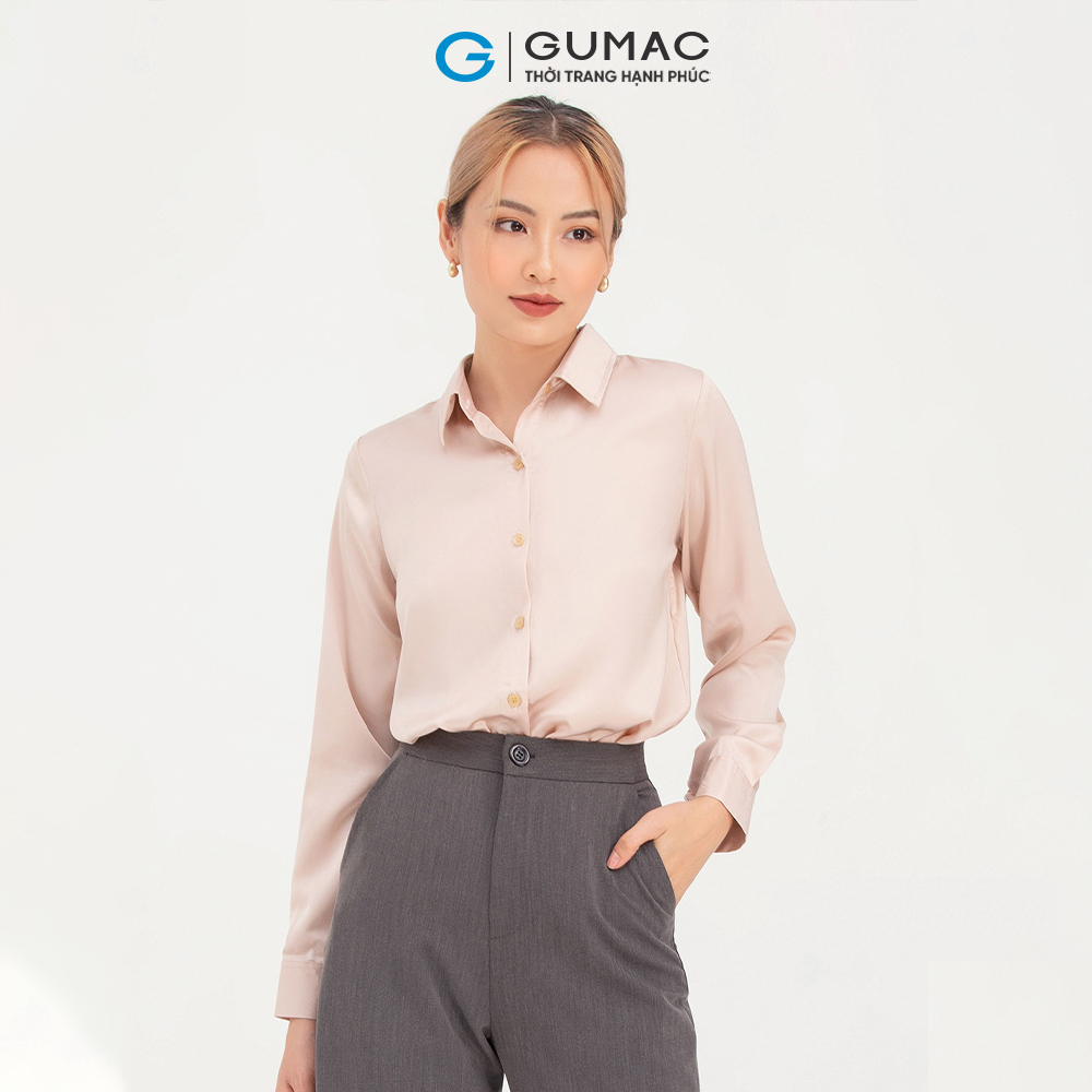 Áo sơ mi nữ GUMAC AB708 tay dài vải lụa mềm mại