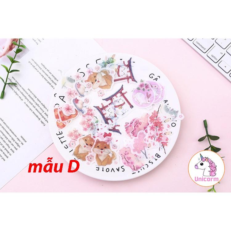 set 40 sticker ngộ nghĩnh phong cách nhật bản - trang trí sổ tay, sổ planner