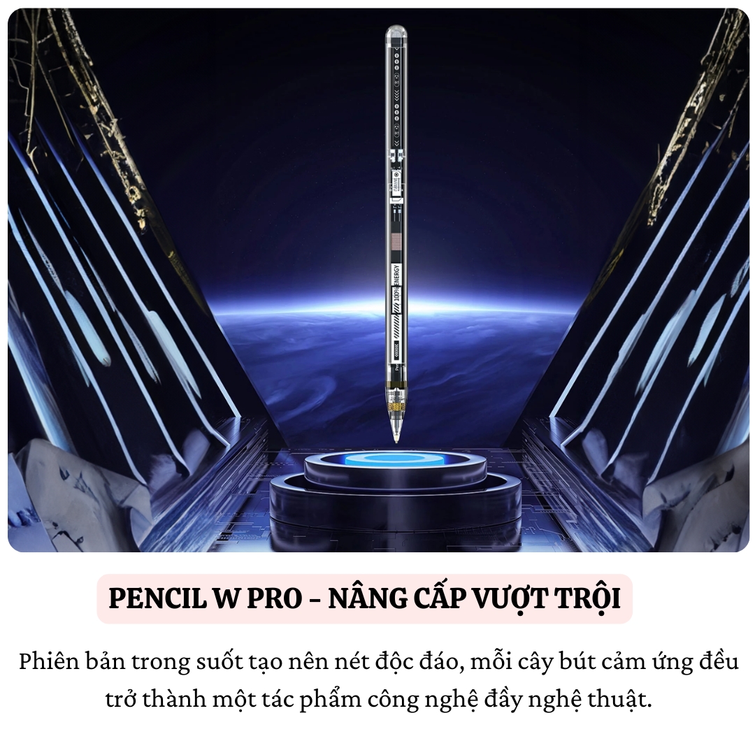 Bút cảm ứng lộ cơ cảm biến nghiêng chống tì tay sạc nam châm WIWU Stylus W PRO cho iPad Pro Air Mini đời 2018 trở lên Gen 7 8 9 10 10.9 11 12.9 13 Mini 6 M1 M2 M3 M4 - Hàng nhập khẩu